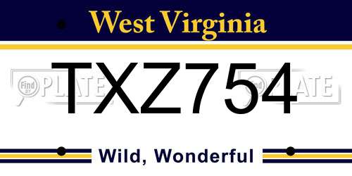TXZ754 West Virginia License Plate