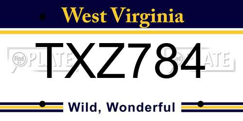 TXZ784 West Virginia License Plate