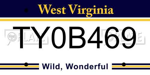TY0B469 West Virginia License Plate