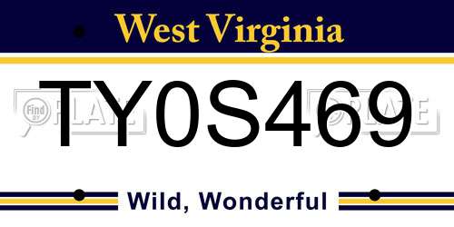 TY0S469 West Virginia License Plate