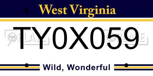 TY0X059 West Virginia License Plate