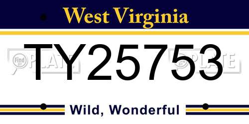 TY25753 West Virginia License Plate