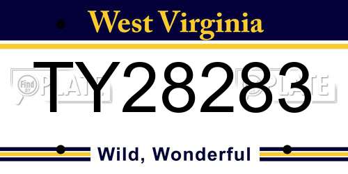 TY28283 West Virginia License Plate