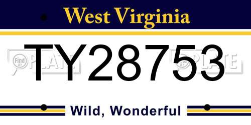 TY28753 West Virginia License Plate