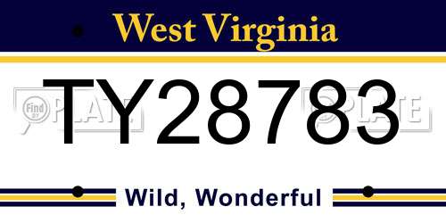 TY28783 West Virginia License Plate