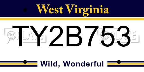 TY2B753 West Virginia License Plate