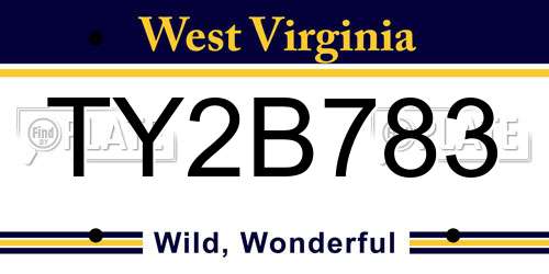 TY2B783 West Virginia License Plate