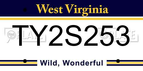 TY2S253 West Virginia License Plate