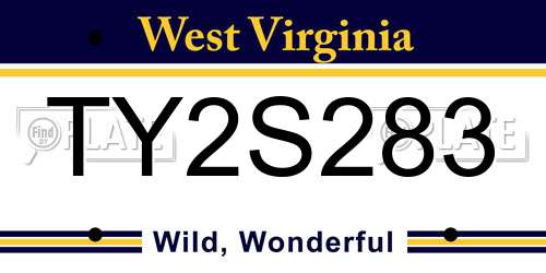 TY2S283 West Virginia License Plate