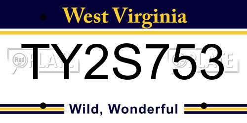 TY2S753 West Virginia License Plate