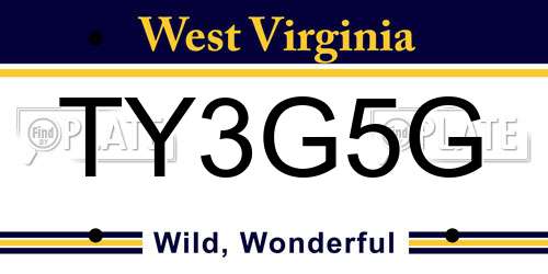 TY3G5G West Virginia License Plate