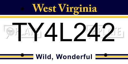 TY4L242 West Virginia License Plate