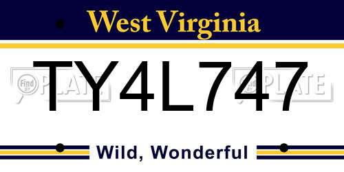 TY4L747 West Virginia License Plate