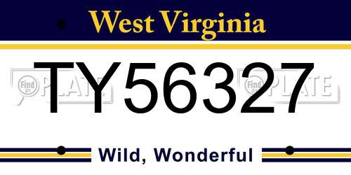 TY56327 West Virginia License Plate