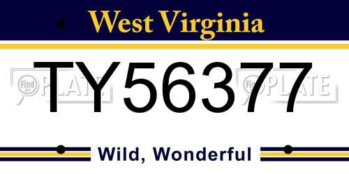 TY56377 West Virginia License Plate