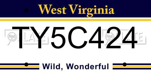 TY5C424 West Virginia License Plate