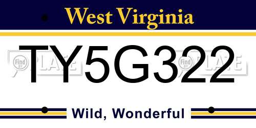TY5G322 West Virginia License Plate
