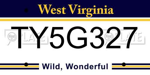 TY5G327 West Virginia License Plate