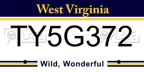 TY5G372 West Virginia License Plate