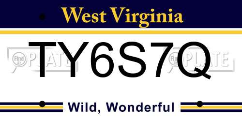 TY6S7Q West Virginia License Plate