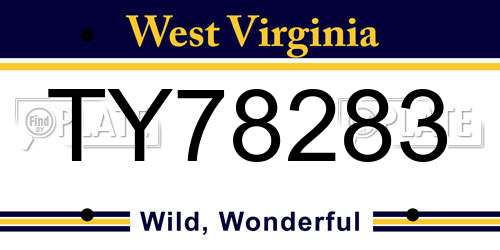 TY78283 West Virginia License Plate
