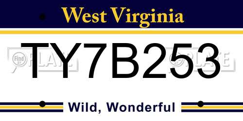 TY7B253 West Virginia License Plate