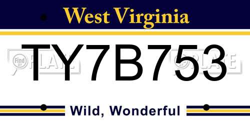 TY7B753 West Virginia License Plate
