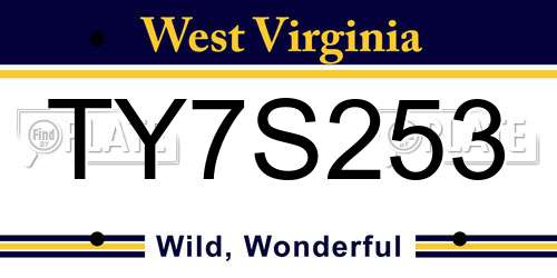 TY7S253 West Virginia License Plate