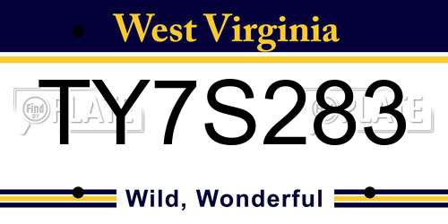 TY7S283 West Virginia License Plate