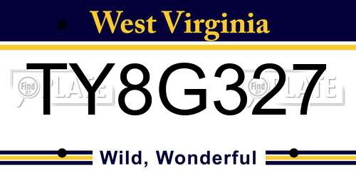 TY8G327 West Virginia License Plate