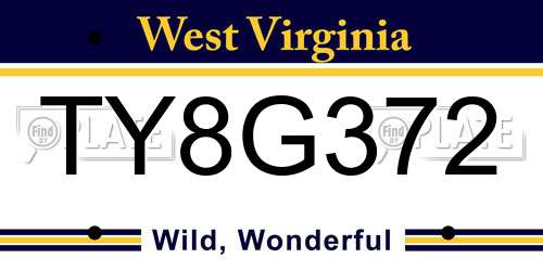 TY8G372 West Virginia License Plate