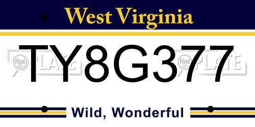 TY8G377 West Virginia License Plate