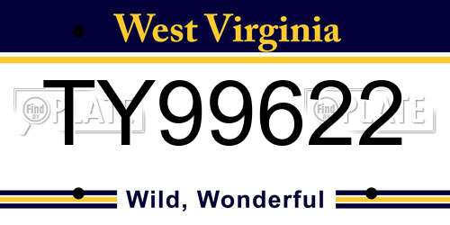 TY99622 West Virginia License Plate