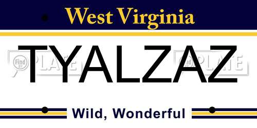 TYALZAZ West Virginia License Plate