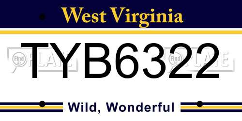TYB6322 West Virginia License Plate