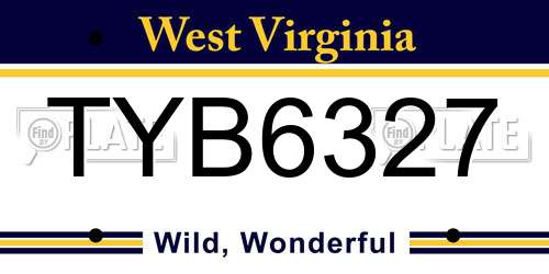 TYB6327 West Virginia License Plate
