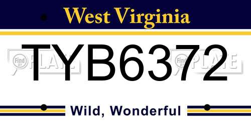 TYB6372 West Virginia License Plate