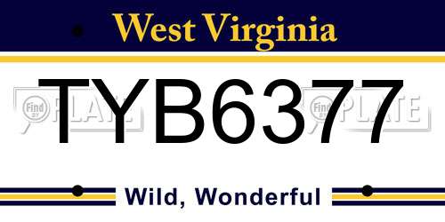 TYB6377 West Virginia License Plate
