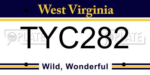 TYC282 West Virginia License Plate