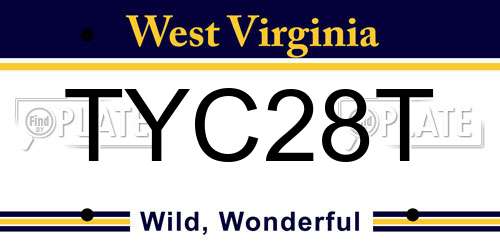 TYC28T West Virginia License Plate