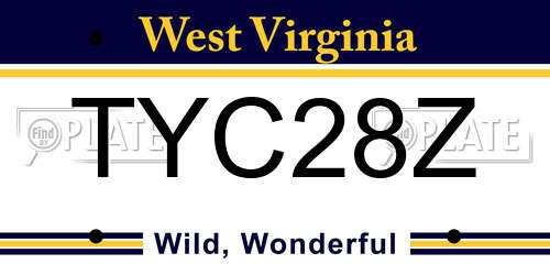 TYC28Z West Virginia License Plate