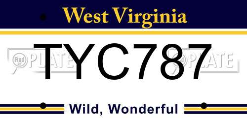TYC787 West Virginia License Plate