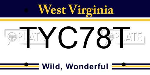 TYC78T West Virginia License Plate