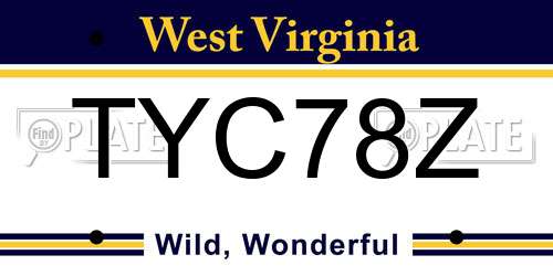 TYC78Z West Virginia License Plate