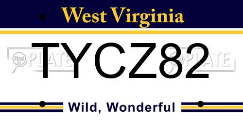 TYCZ82 West Virginia License Plate