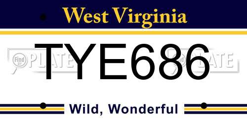 TYE686 West Virginia License Plate