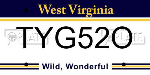 TYG52O West Virginia License Plate