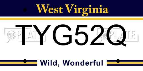 TYG52Q West Virginia License Plate