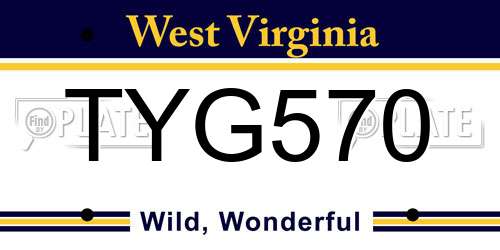 TYG570 West Virginia License Plate