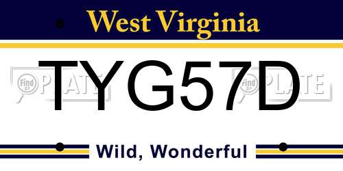 TYG57D West Virginia License Plate